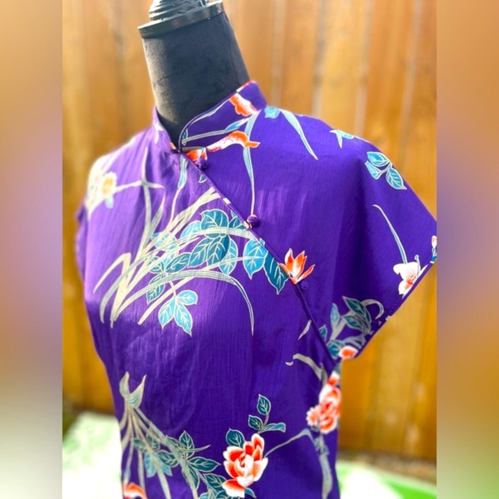 Vintage liberty house Hawaii  mandarin Hawaiian floral kimono dress 60’s 70’s